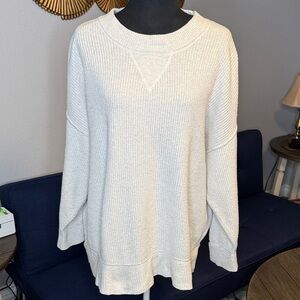 Aerie Light Gray Women's Oversized Ribbed Pullover Sweater size Medium